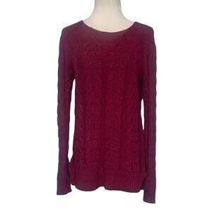Loft red cable knit long sleeves sweater size small